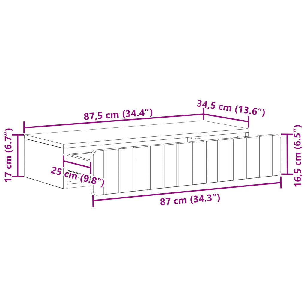 Wandmontierter Beistelltisch Betongrau 87,5 x 34,5 x 17 cm