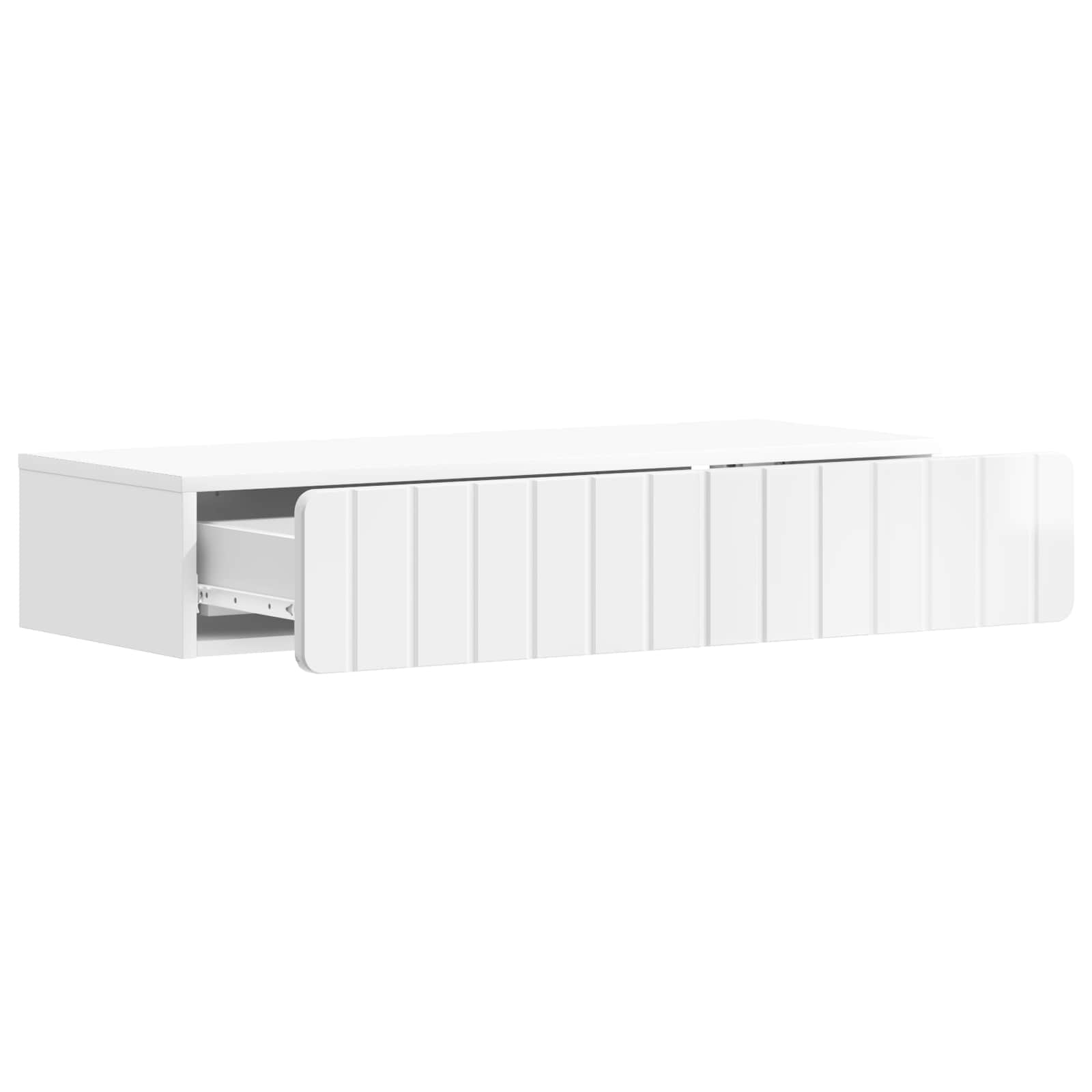 Wandmontierter Beistelltisch Hochglanz Weiß 87,5 x 34,5 x 17 cm