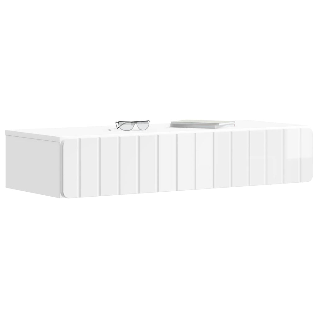 Wandmontierter Beistelltisch Hochglanz Weiß 87,5 x 34,5 x 17 cm
