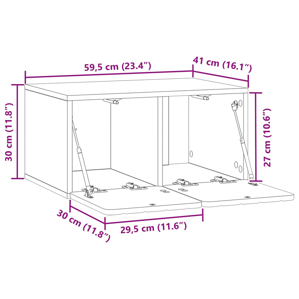 Wandmontierter TV-Schrank Sonoma-Eiche 59,5 x 41 x 30 cm