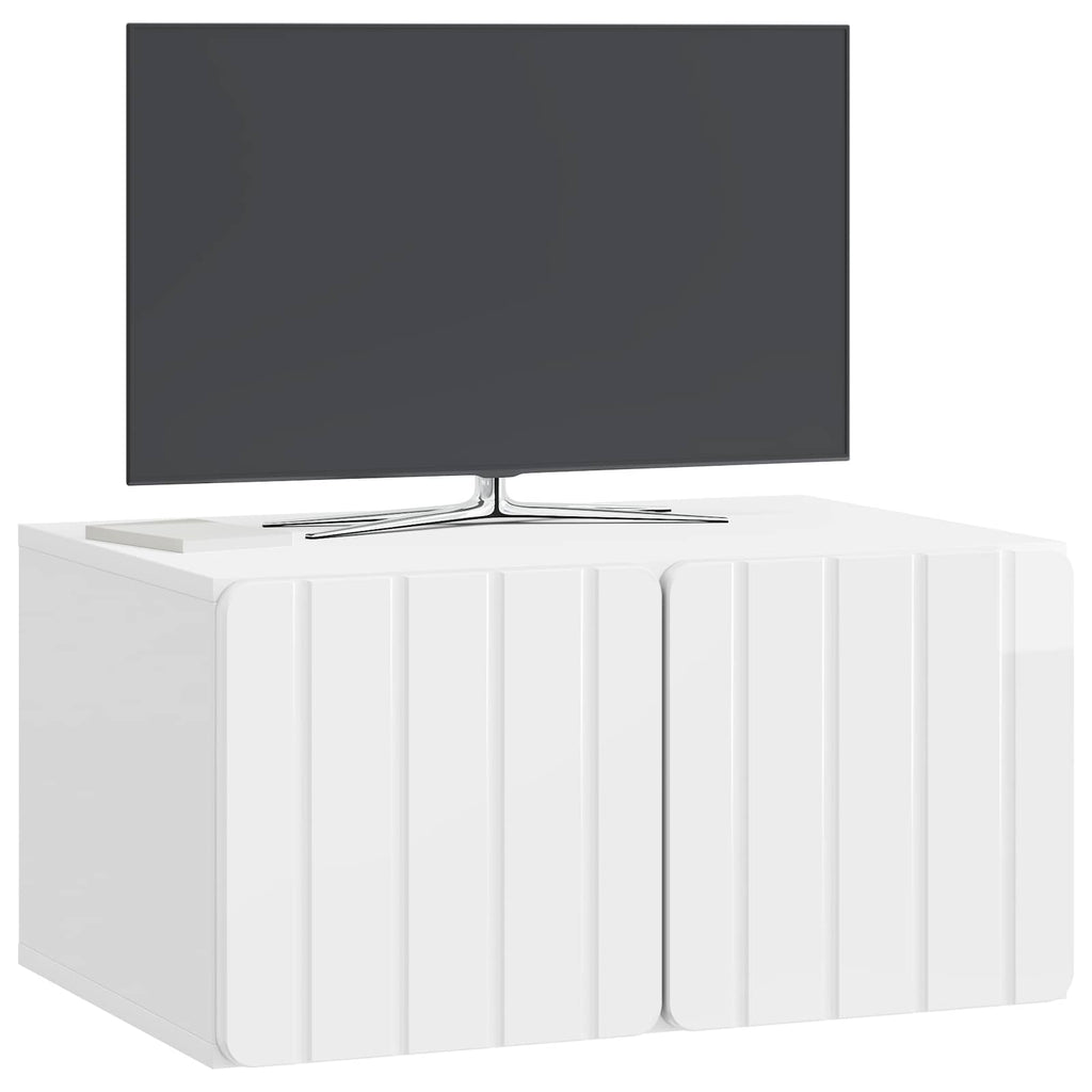 Wandmontierter TV-Schrank Hochglanz Weiß 59,5 x 41 x 30 cm