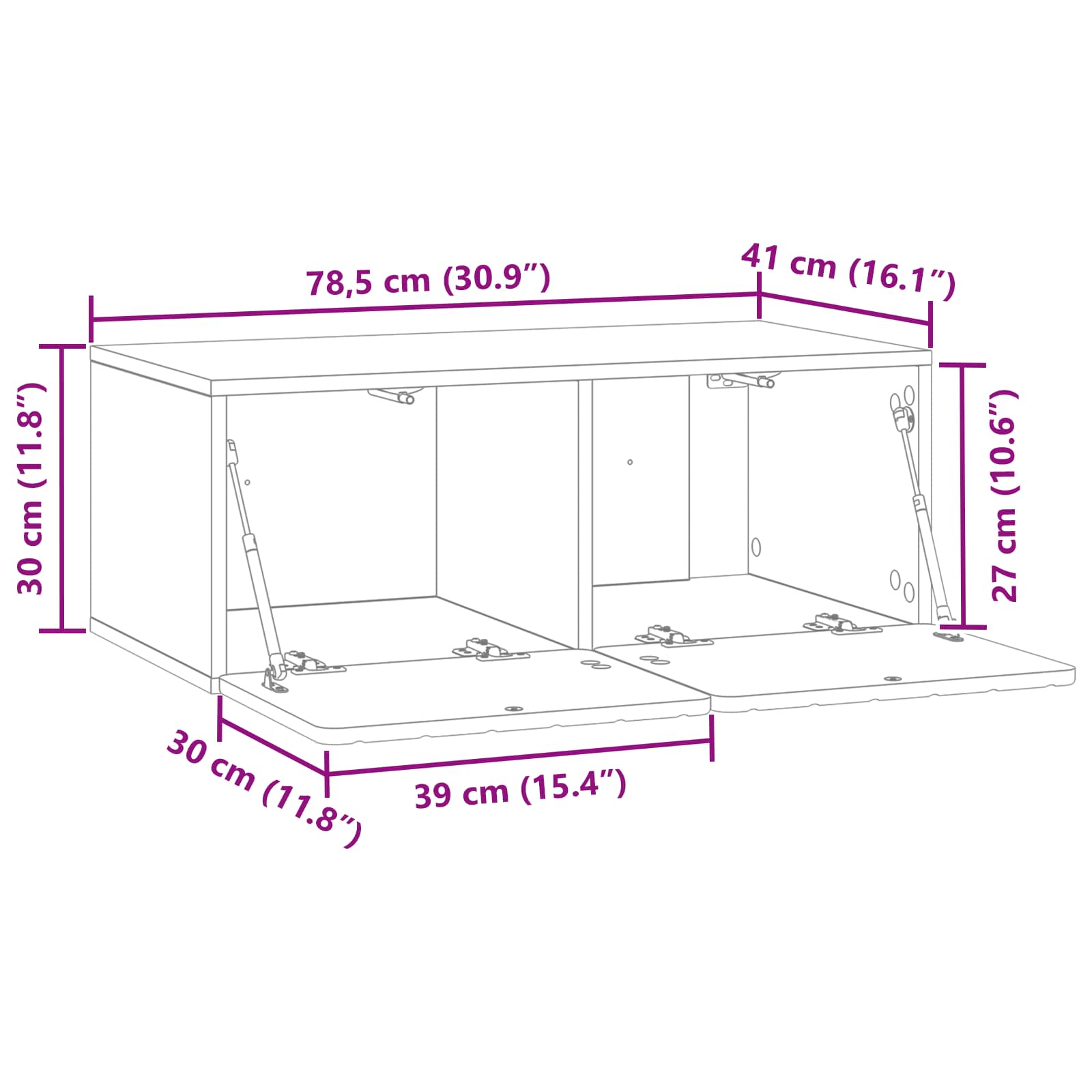 Wandmontierter TV-Schrank Sonoma-Eiche 78,5 x 41 x 30 cm