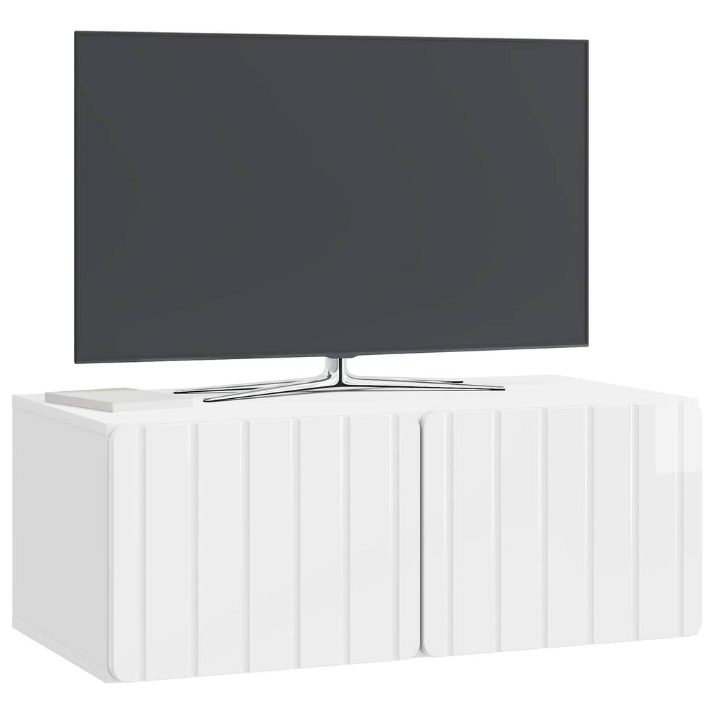 Wandmontierter TV-Schrank Hochglanz Weiß 78,5 x 41 x 30 cm