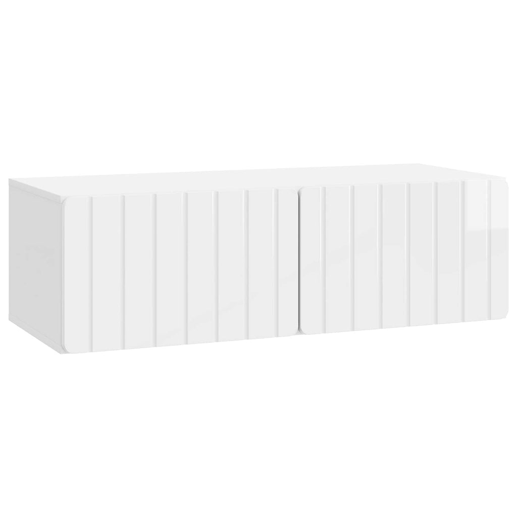Wandmontierter TV-Schrank Hochglanz Weiß 98 x 41 x 30 cm