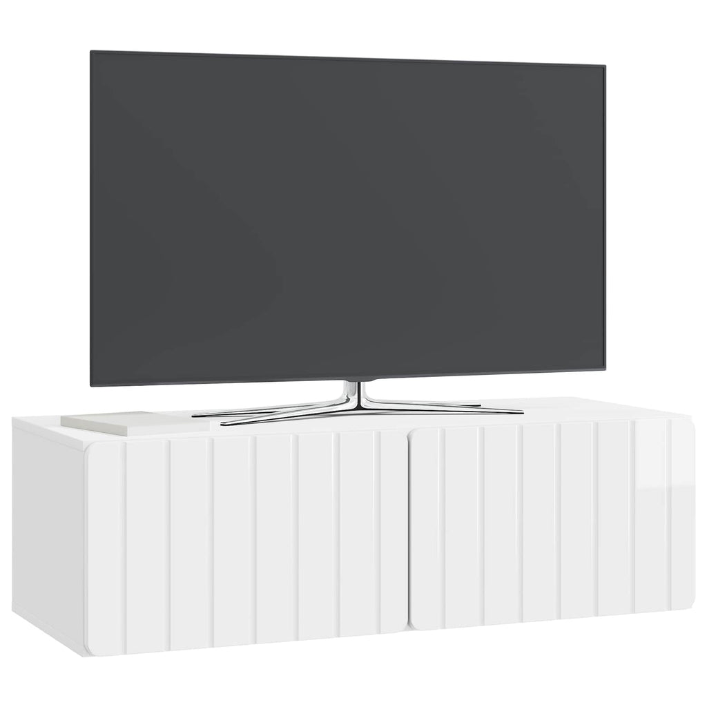 Wandmontierter TV-Schrank Hochglanz Weiß 98 x 41 x 30 cm