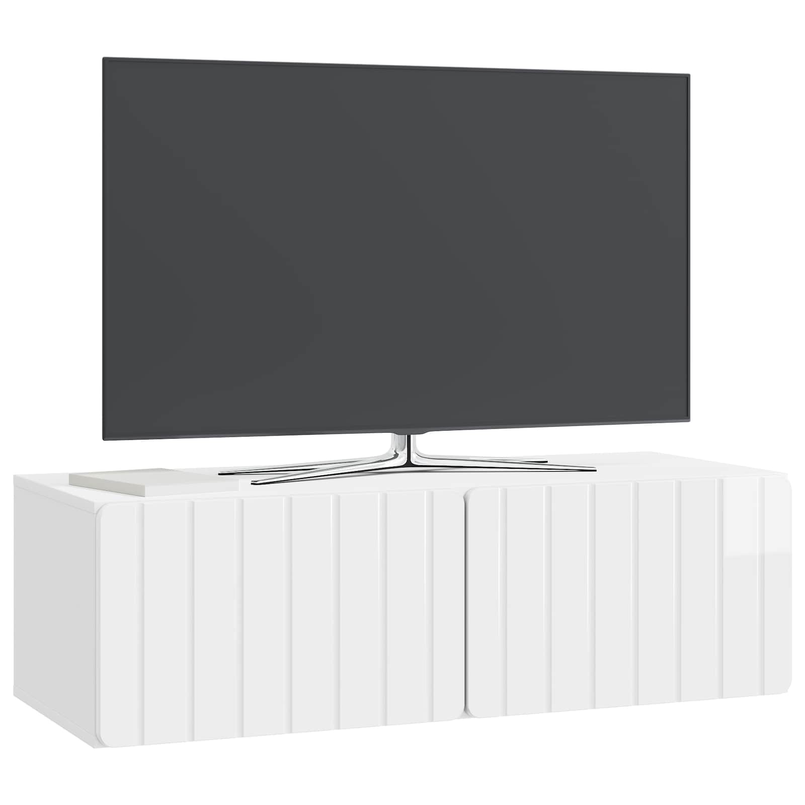 Wandmontierter TV-Schrank Hochglanz Weiß 98 x 41 x 30 cm