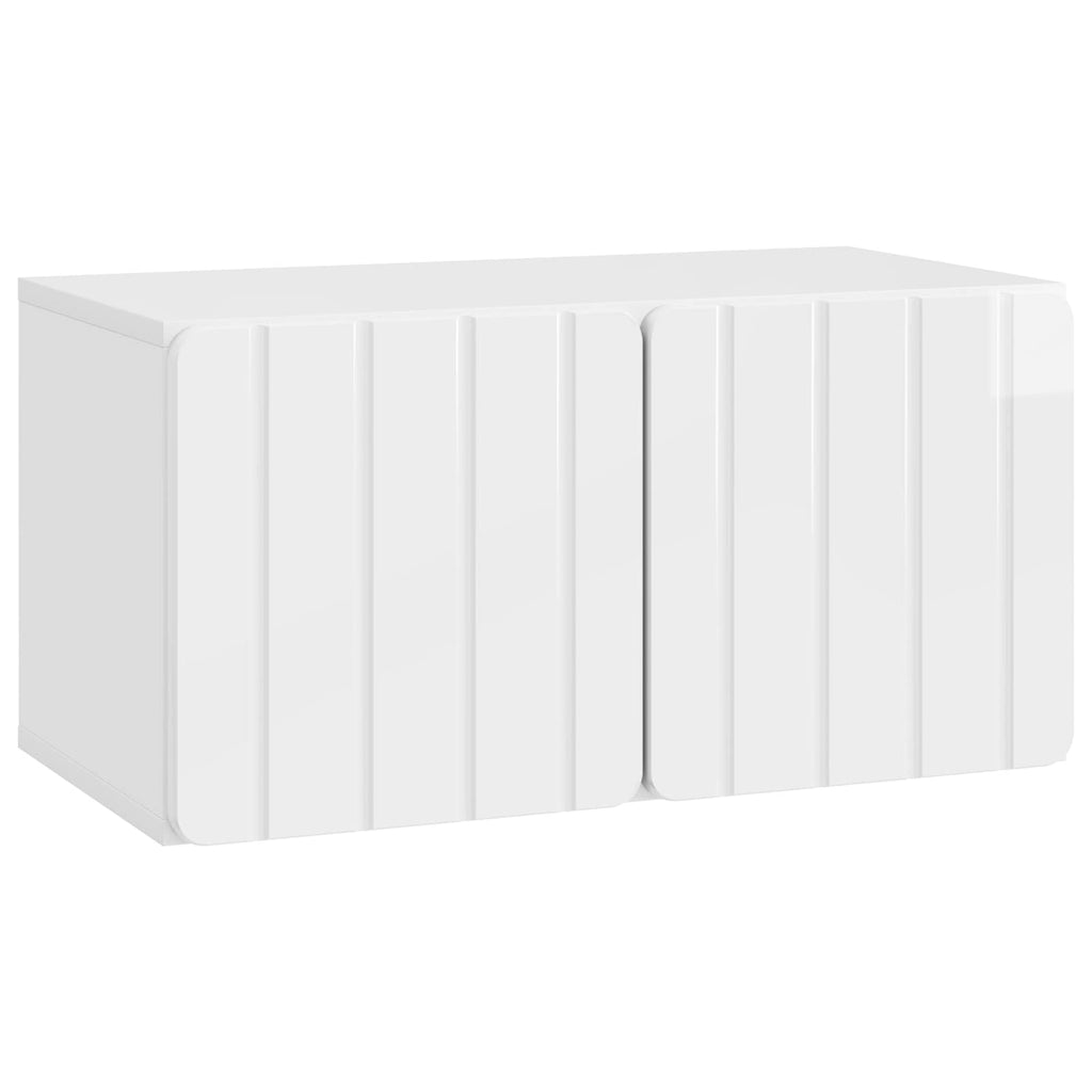 Wandmontierter TV-Schrank Hochglanz Weiß 59,5 x 31 x 30 cm