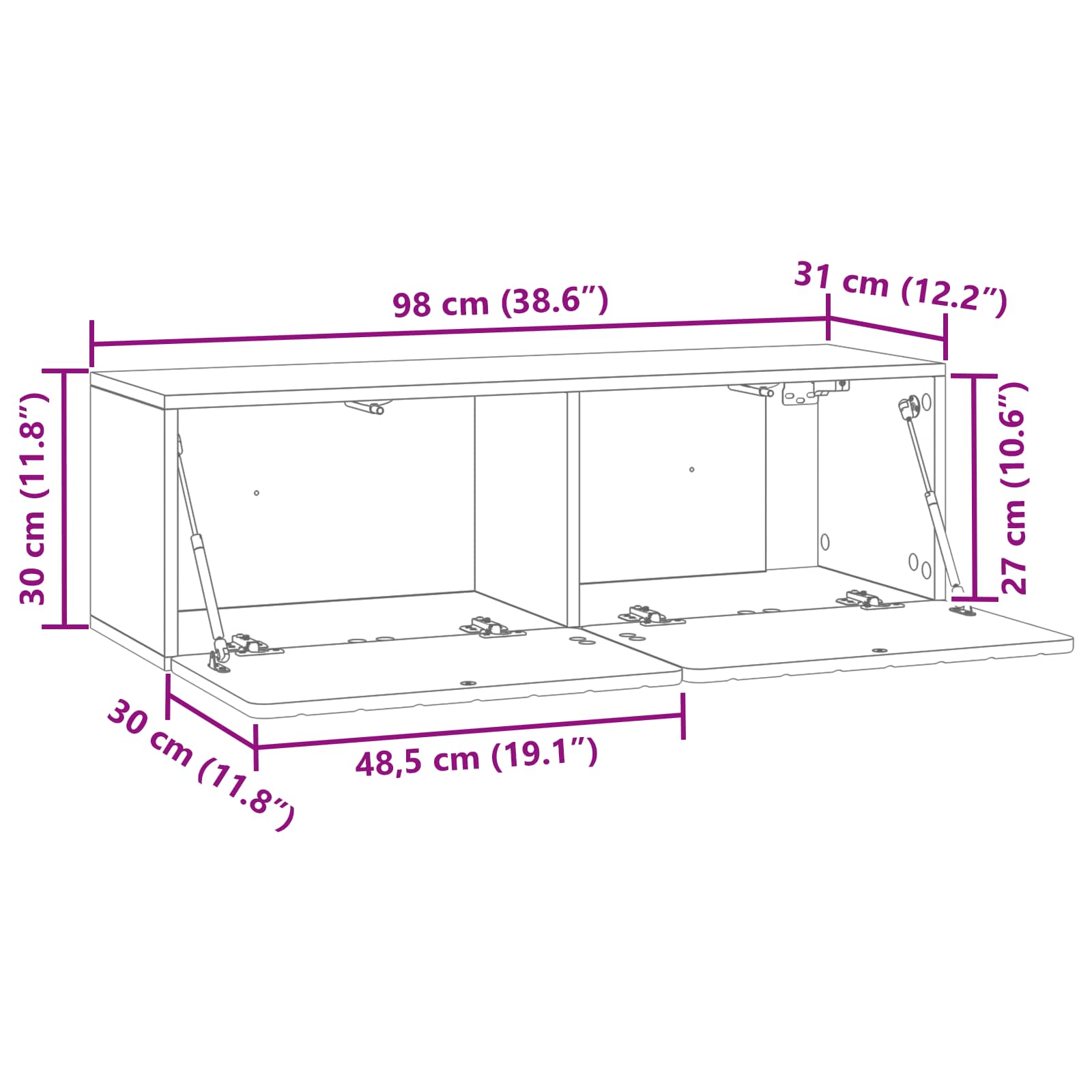Wandmontierter TV-Schrank Sonoma-Eiche 98 x 31 x 30 cm