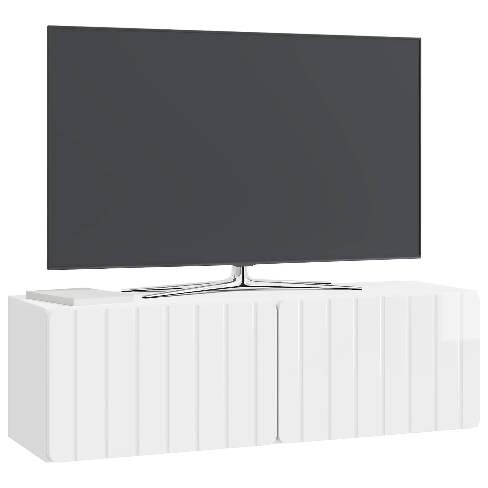 Wandmontierter TV-Schrank Hochglanz Weiß 98 x 31 x 30 cm