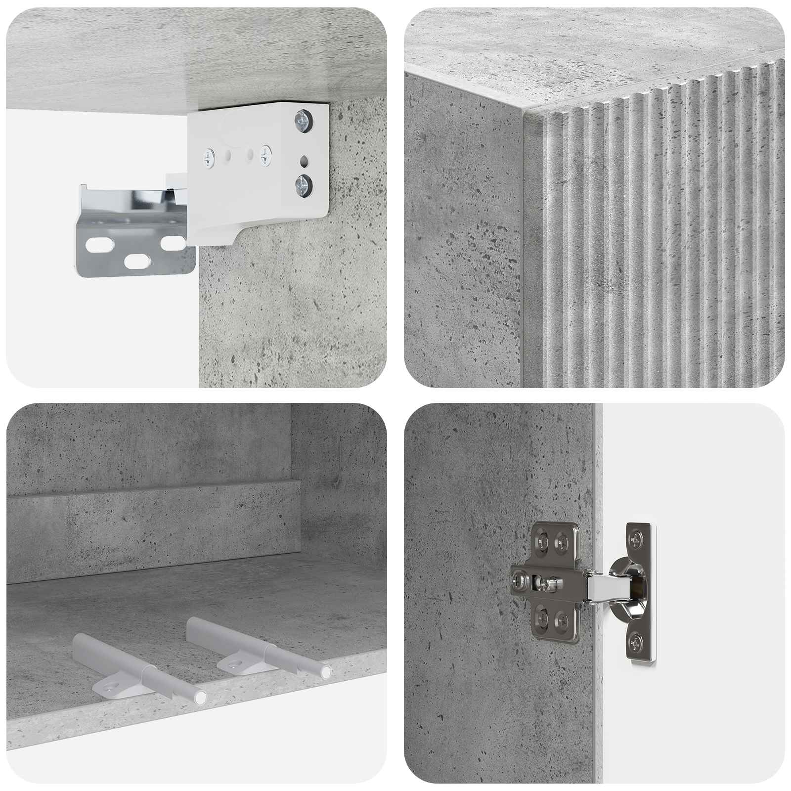 Wandschrank Betongrau 66 x 34,5 x 90 cm Holzwerkstoff