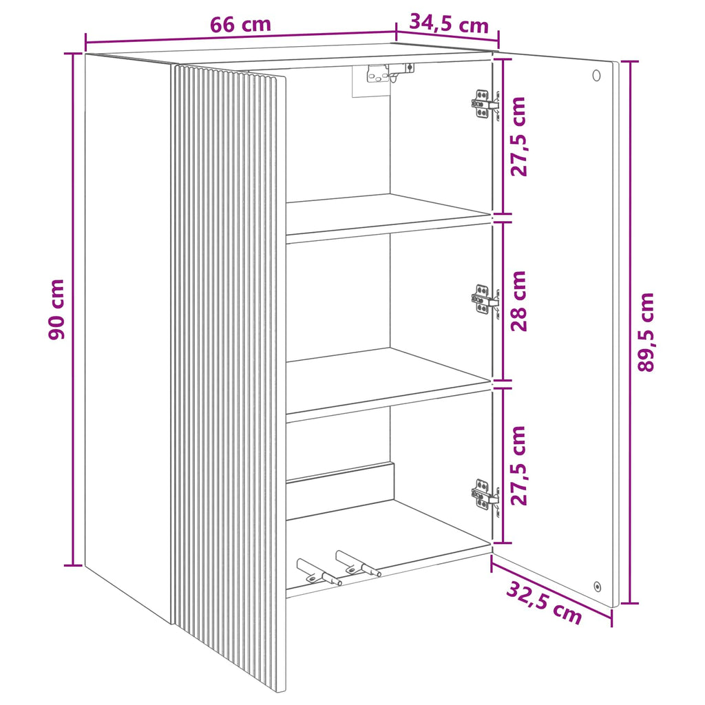 Wandschrank Artisan-Eiche 66 x 34,5 x 90 cm Holzwerkstoff