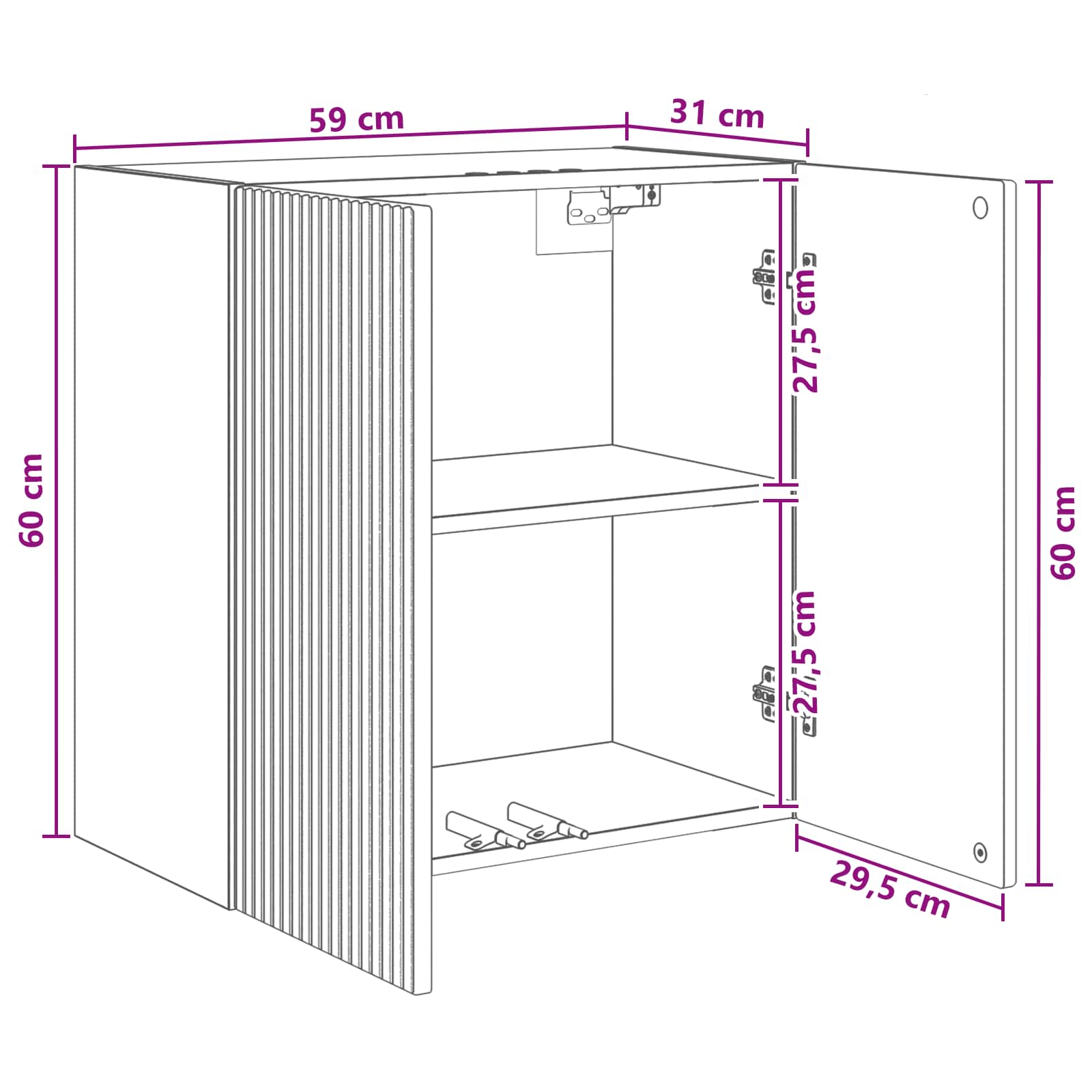 Wandschrank Altholz 59 x 31 x 60 cm Holzwerkstoff
