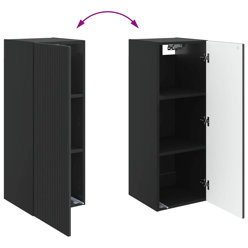 Wandschrank Schwarz 33 x 34,5 x 90 cm Holzwerkstoff