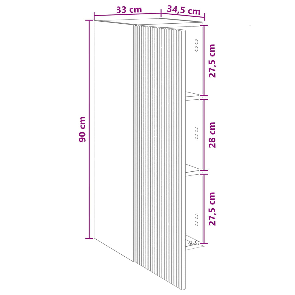 Wandschrank Schwarz 33 x 34,5 x 90 cm Holzwerkstoff