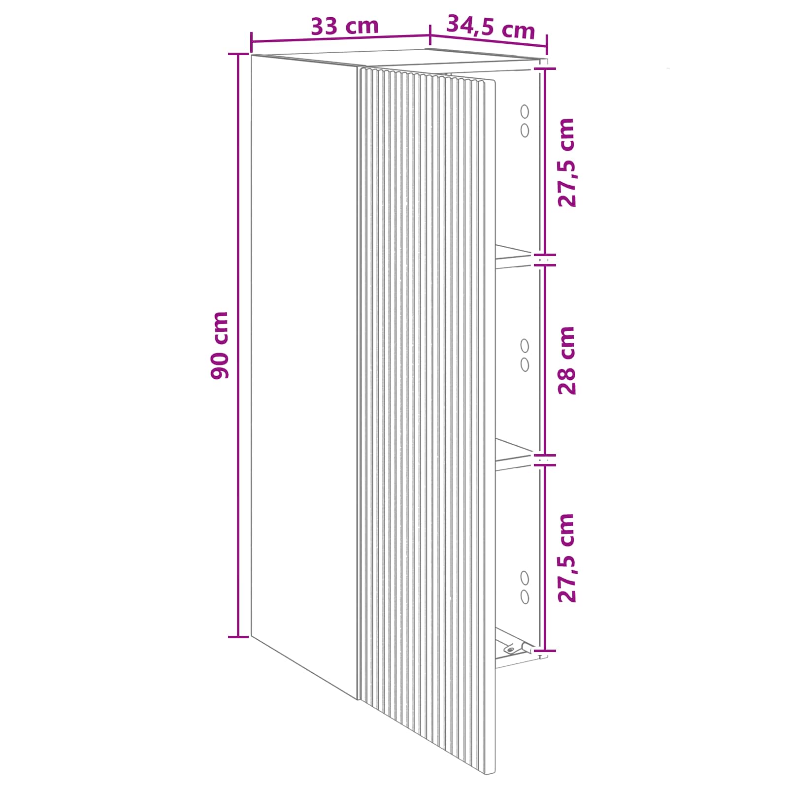 Wandschrank Geräucherte Eiche 33 x 34,5 x 90 cm Holzwerkstoff