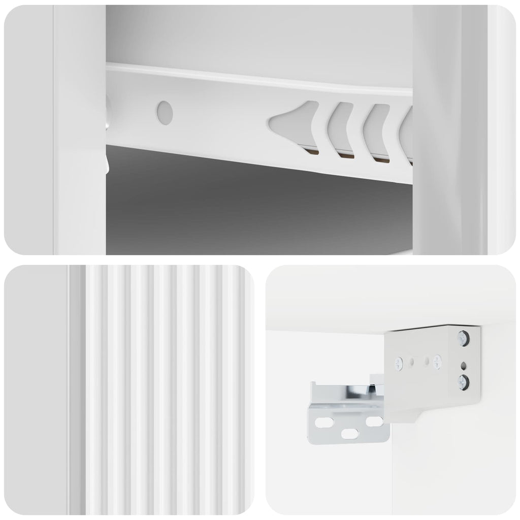 Wandmontierter Nachttisch 2 pcs Hochglanz Weiß Holzwerkstoff