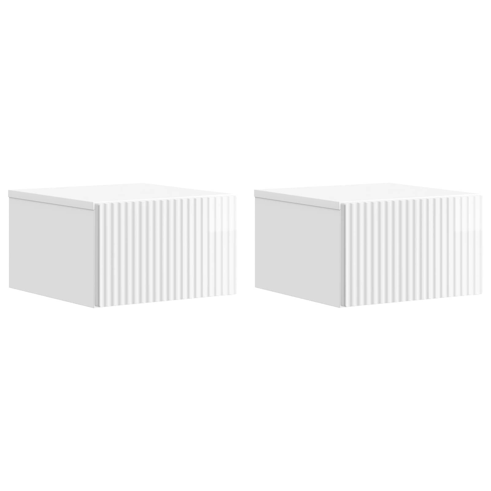 Wandmontierter Nachttisch 2 pcs Hochglanz Weiß Holzwerkstoff
