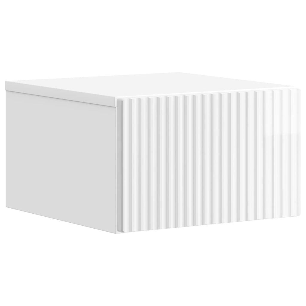 Wandmontierter Nachttisch 2 pcs Hochglanz Weiß Holzwerkstoff