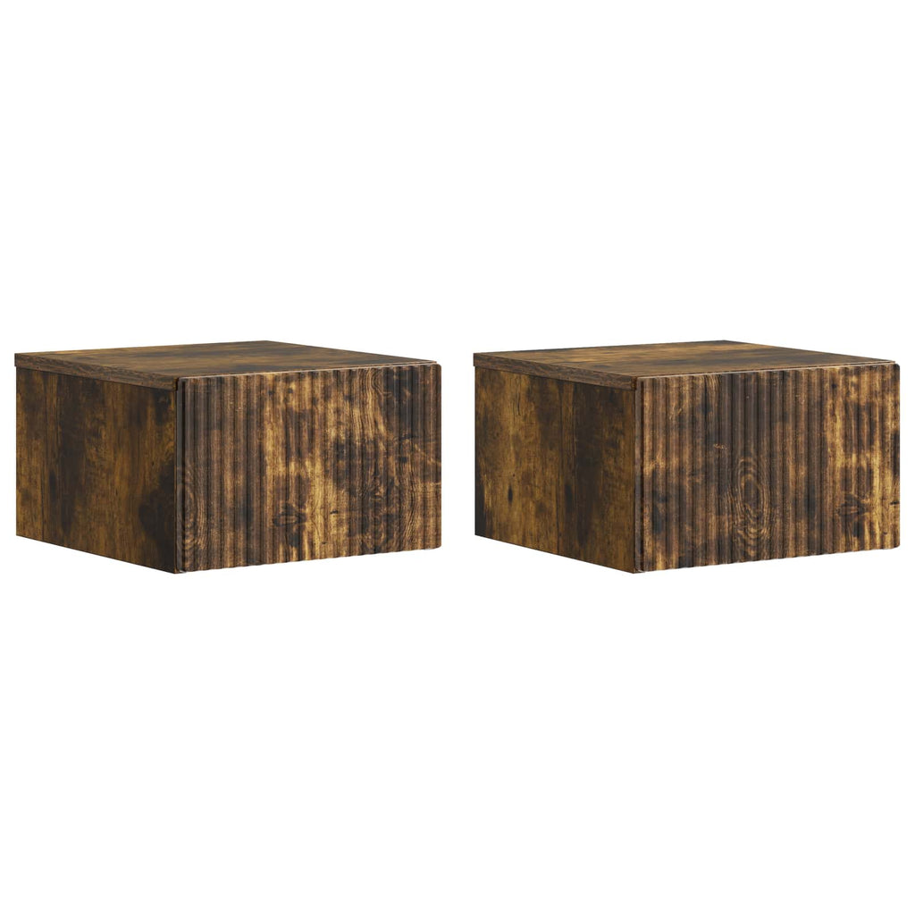 Wandmontierter Nachttisch 2 pcs Geräucherte Eiche Holzwerkstoff