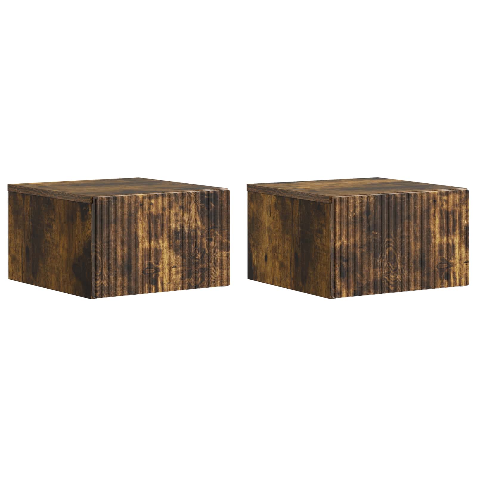 Wandmontierter Nachttisch 2 pcs Geräucherte Eiche Holzwerkstoff
