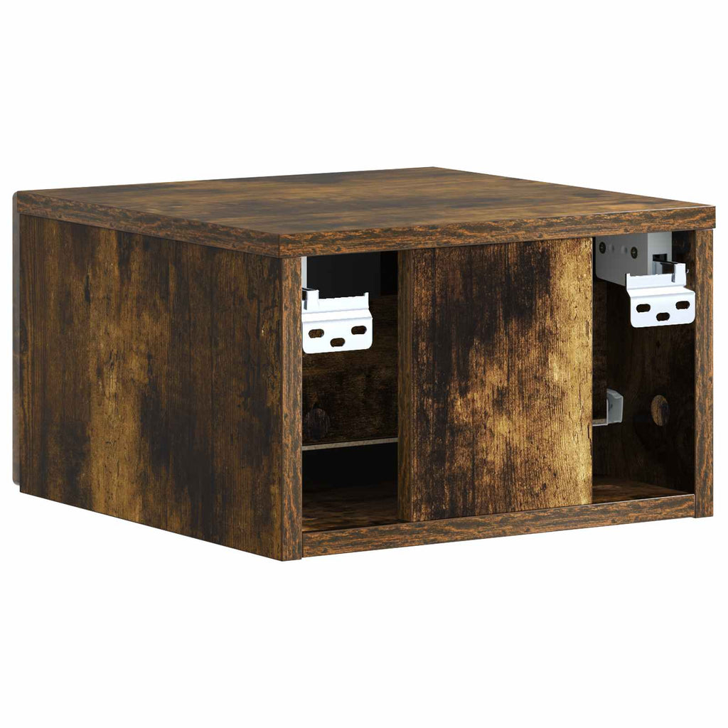 Wandmontierter Nachttisch 2 pcs Geräucherte Eiche Holzwerkstoff