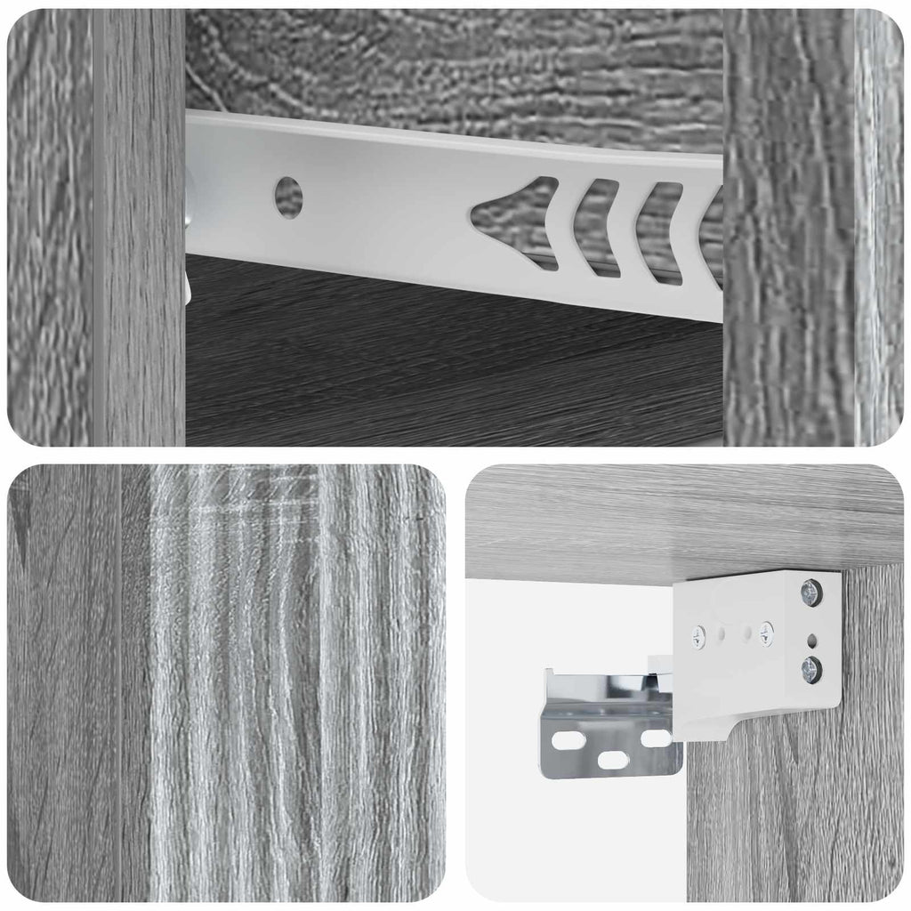 Wandmontierter Nachttisch Graues Sonoma 33 x 34,5 x 20 cm
