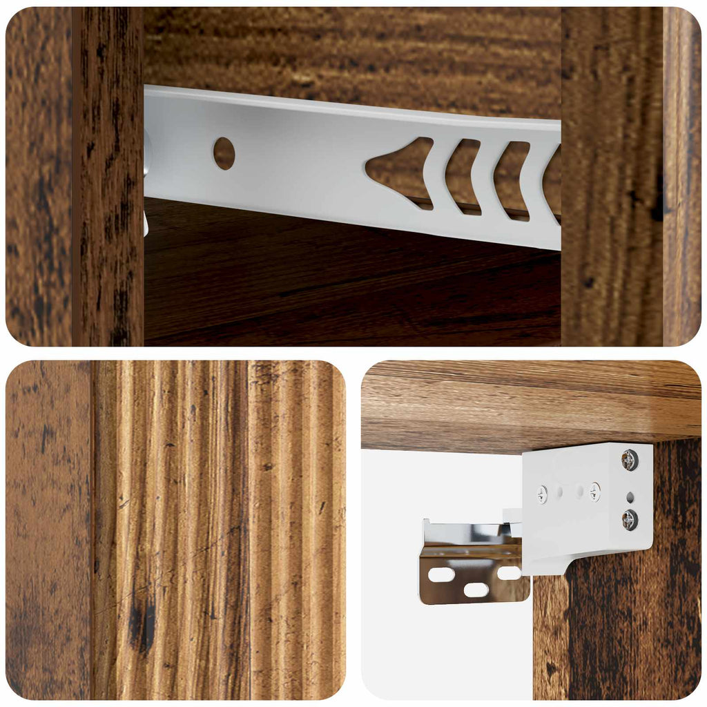 Wandmontierter Nachttisch Altholz 33 x 34,5 x 20 cm