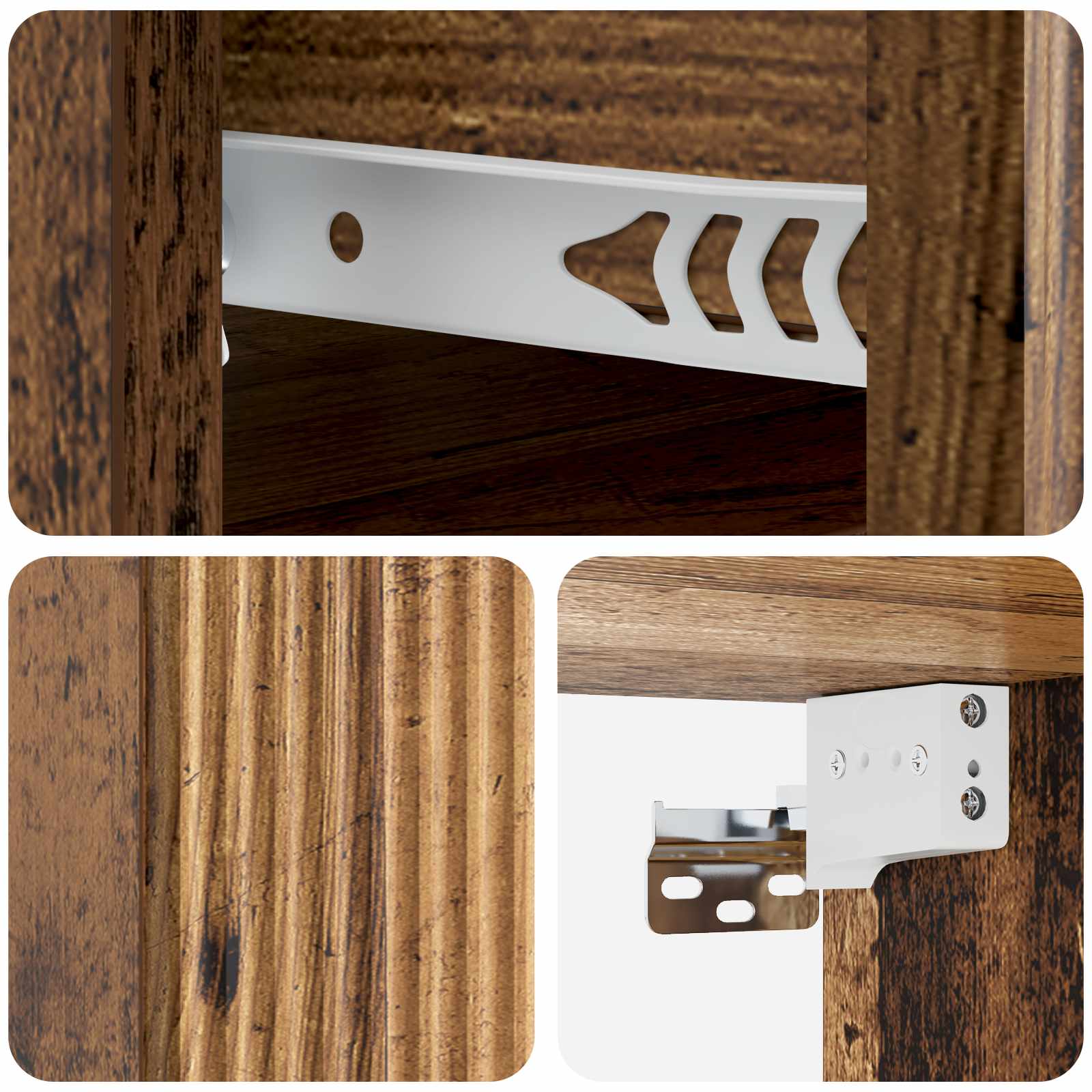 Wandmontierter Nachttisch Altholz 33 x 34,5 x 20 cm