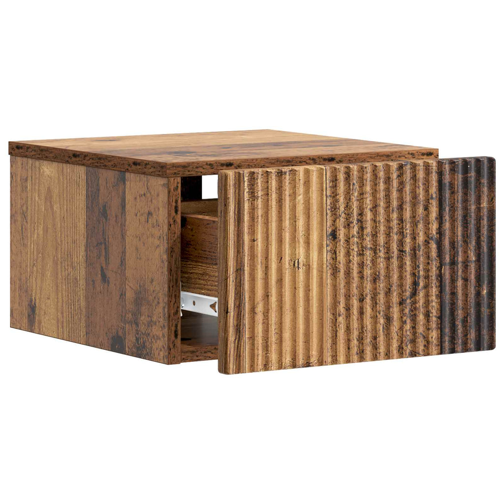 Wandmontierter Nachttisch Altholz 33 x 34,5 x 20 cm