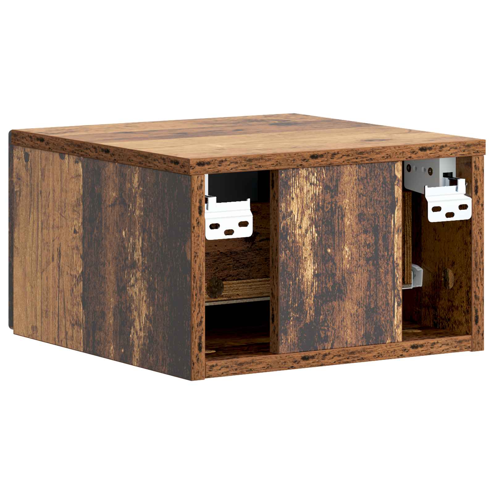 Wandmontierter Nachttisch Altholz 33 x 34,5 x 20 cm