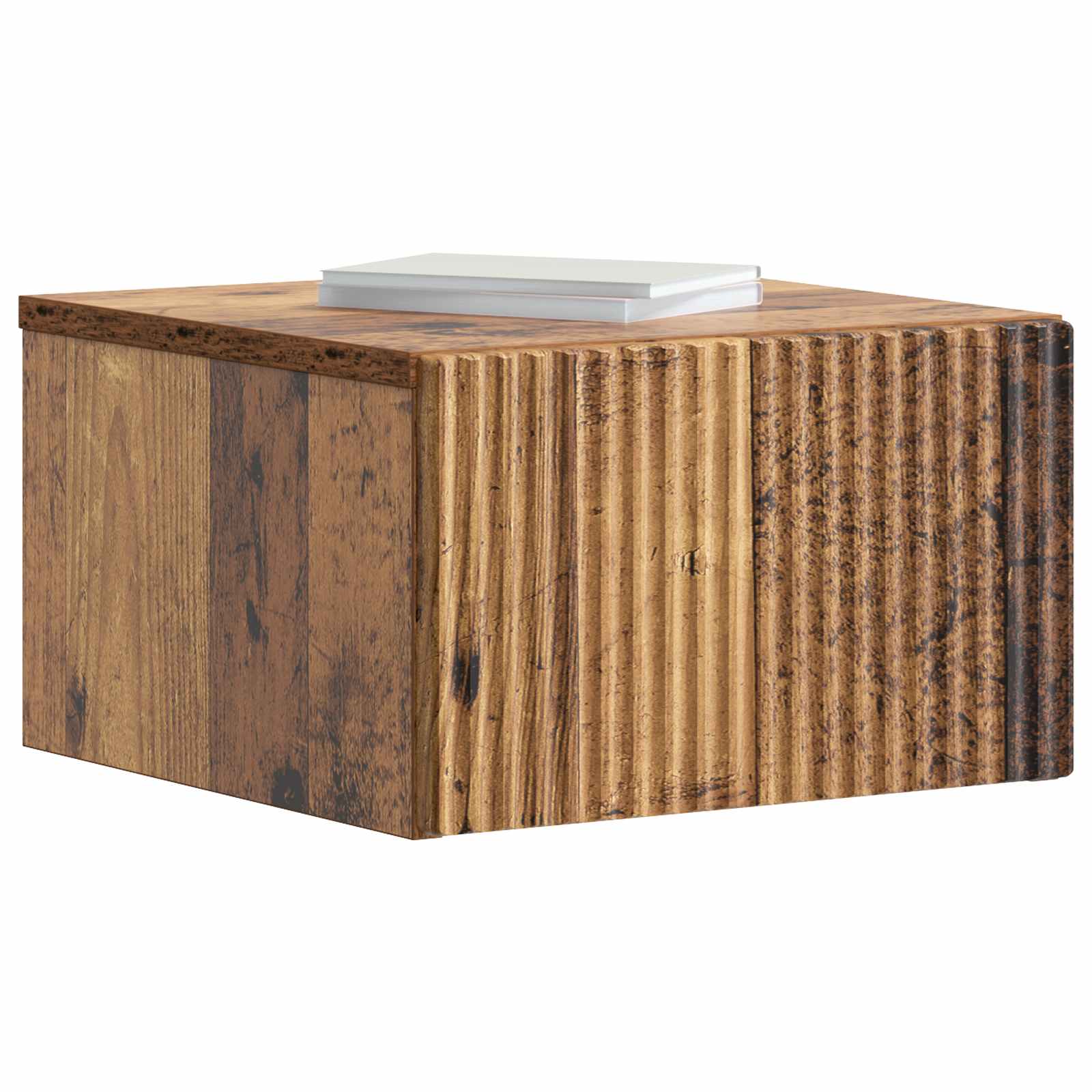 Wandmontierter Nachttisch Altholz 33 x 34,5 x 20 cm