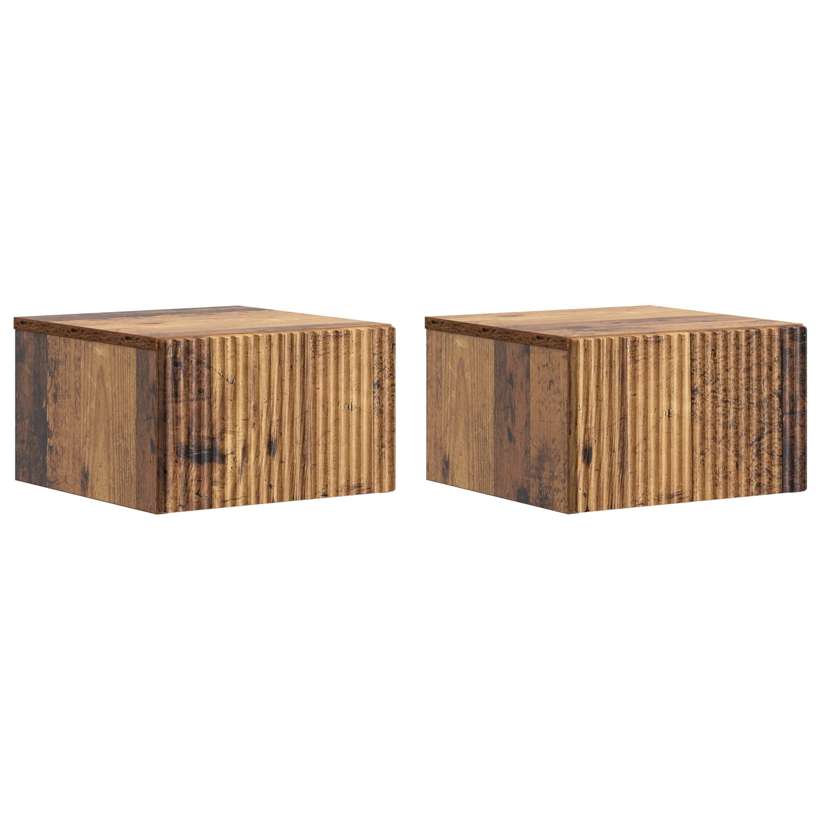 Wandmontierter Nachttisch 2 pcs Altholz 33 x 34,5 x 20 cm