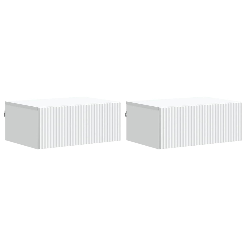 Wandmontierter Nachttisch 2 pcs Weiß 49 x 34,5 x 20 cm