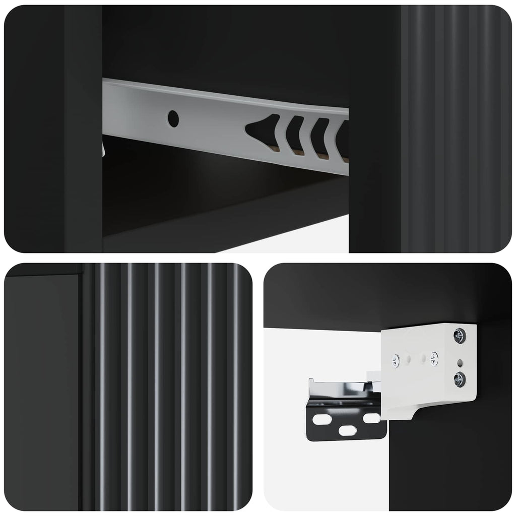 Wandmontierter Nachttisch 2 pcs Schwarz 49 x 34,5 x 20 cm