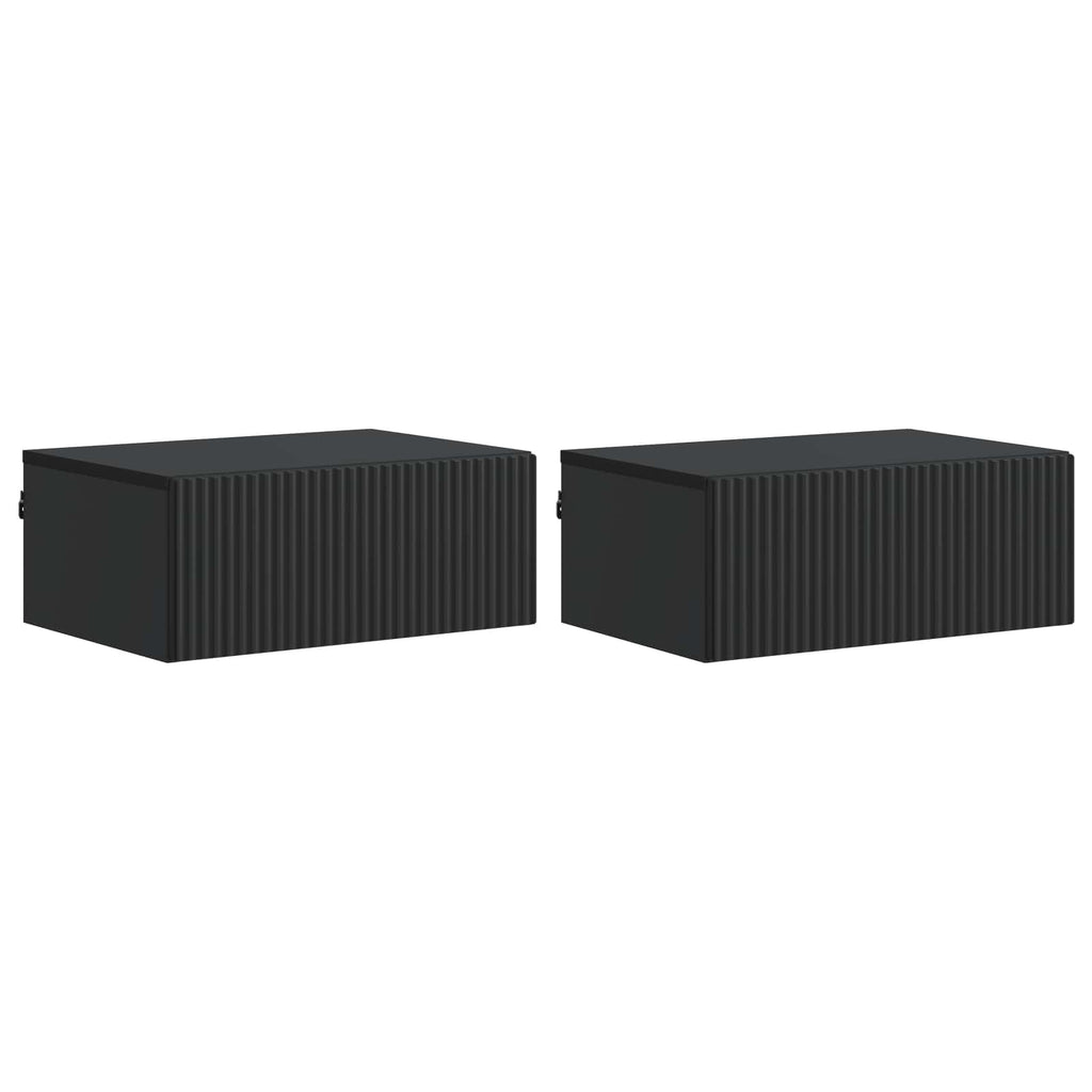 Wandmontierter Nachttisch 2 pcs Schwarz 49 x 34,5 x 20 cm