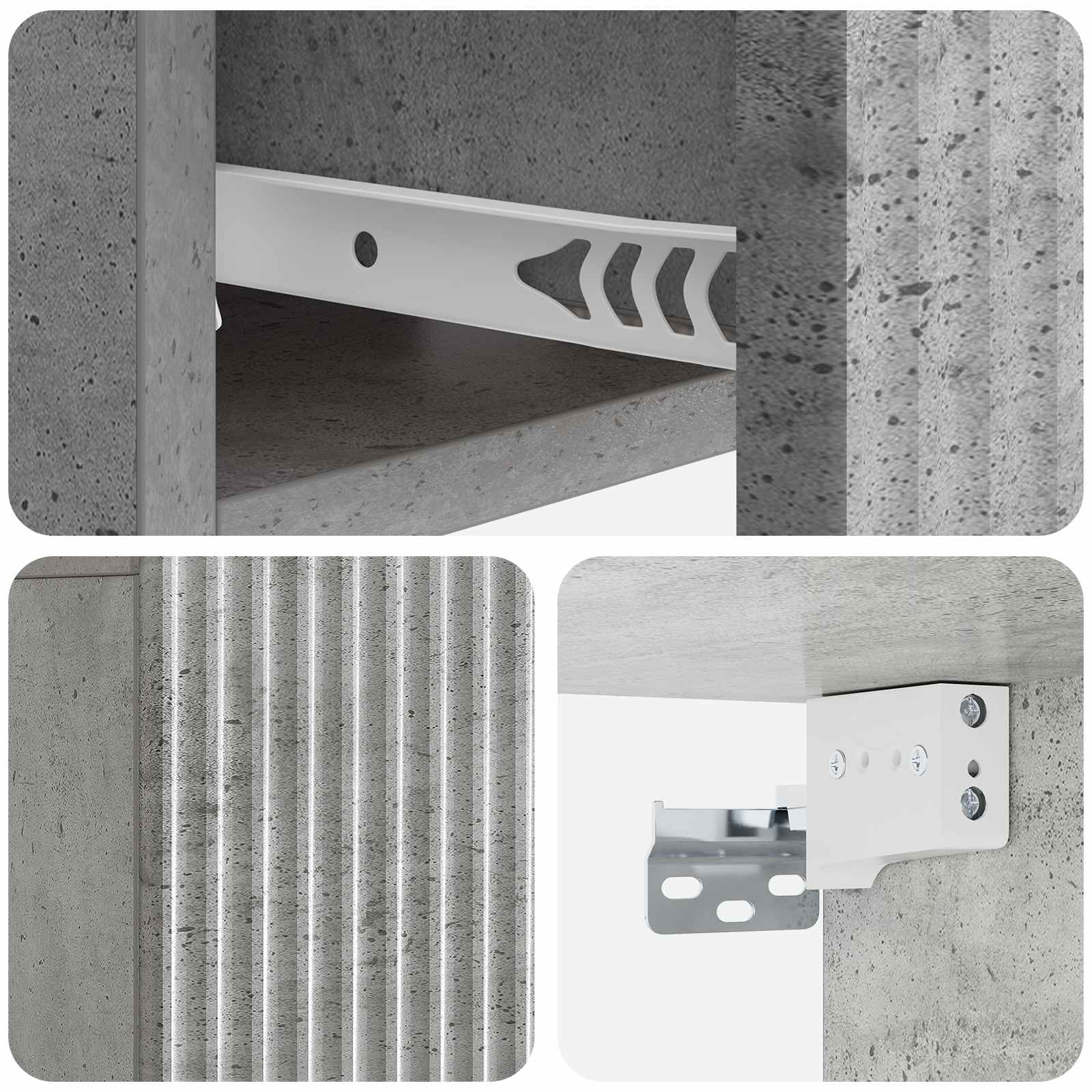 Wandmontierter Nachttisch 2 pcs Betongrau 49 x 34,5 x 20 cm