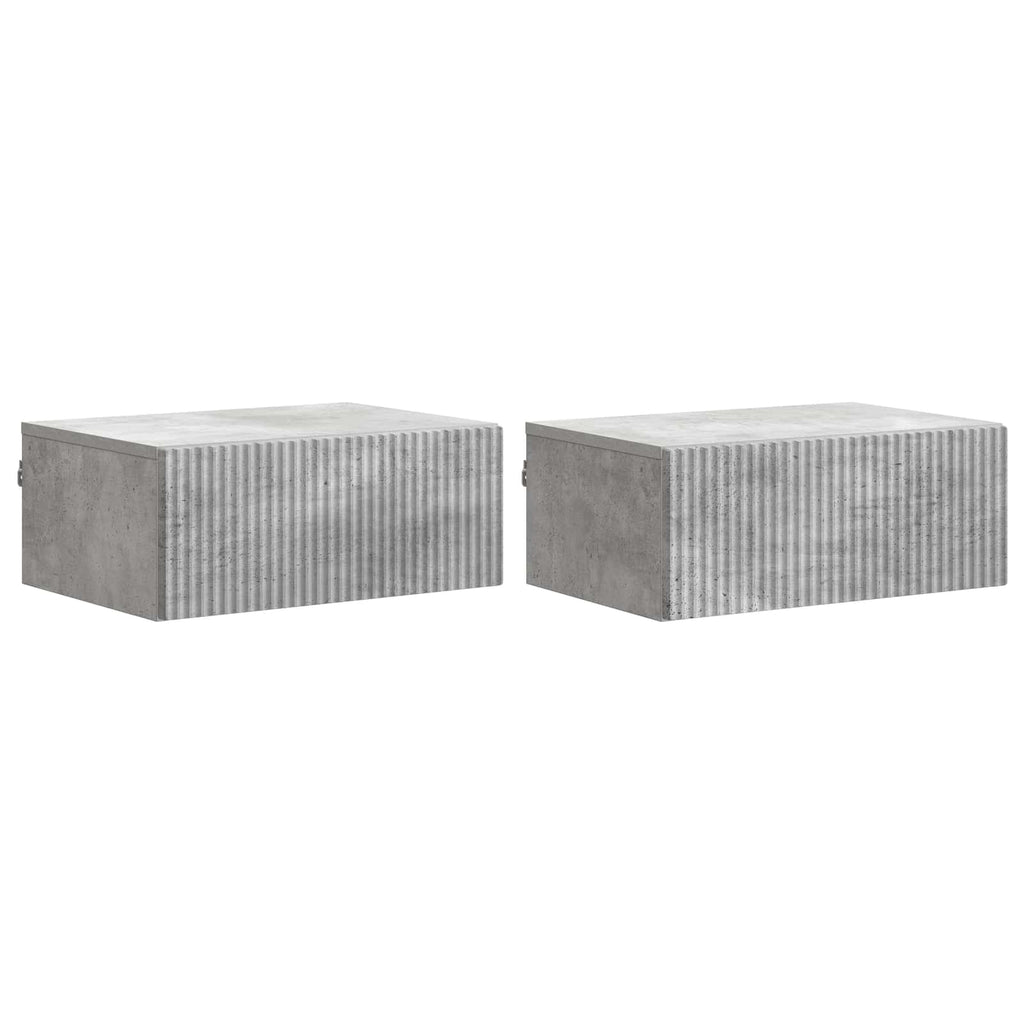 Wandmontierter Nachttisch 2 pcs Betongrau 49 x 34,5 x 20 cm
