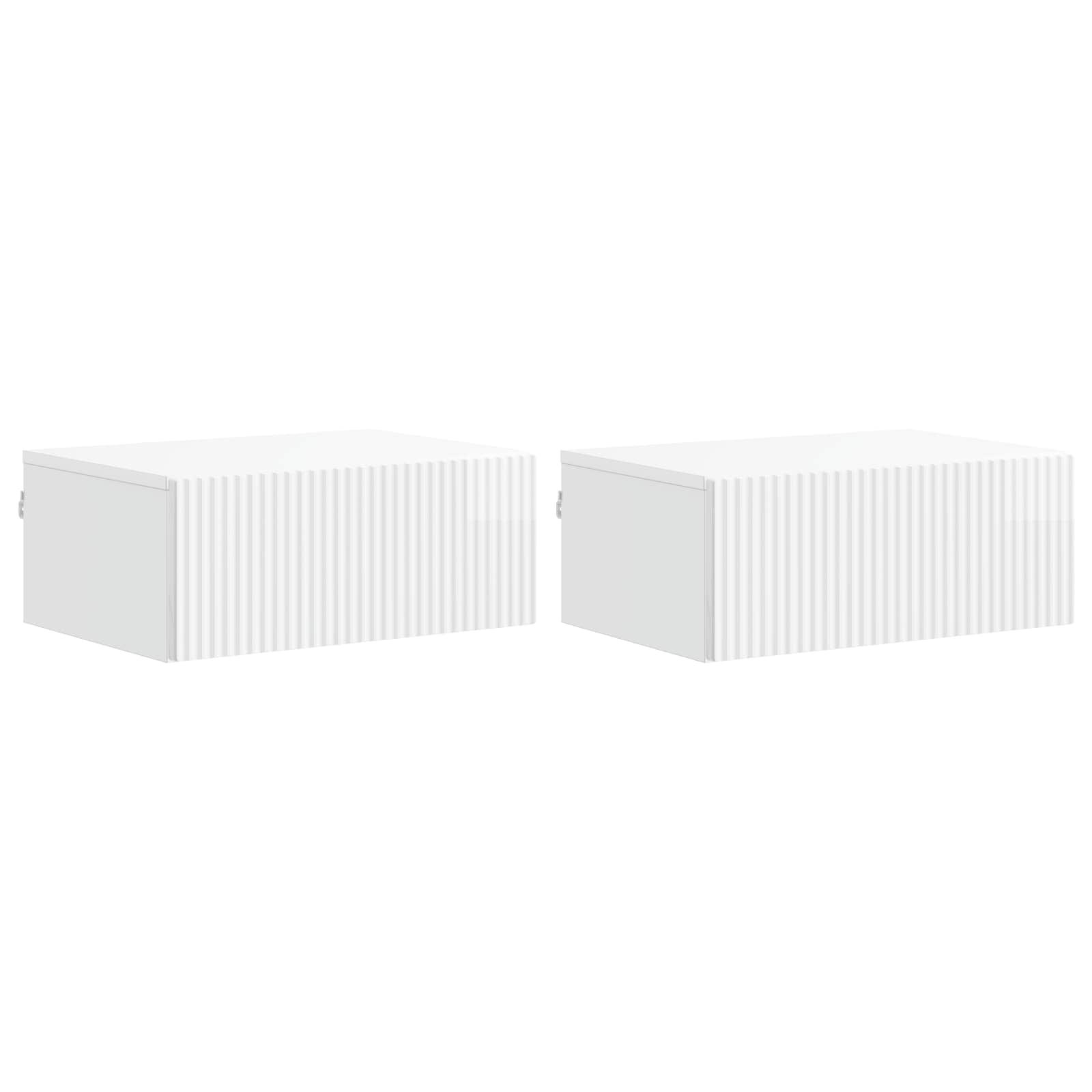 Wandmontierter Nachttisch 2 pcs Hochglanz Weiß Holzwerkstoff