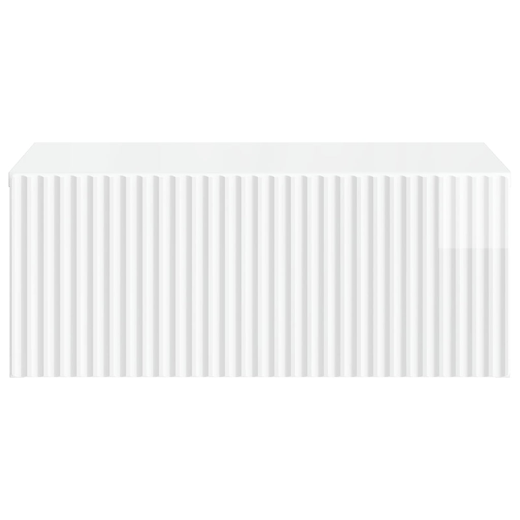 Wandmontierter Nachttisch 2 pcs Hochglanz Weiß Holzwerkstoff