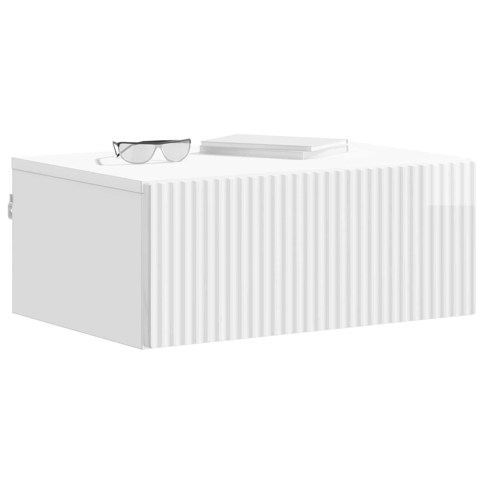 Wandmontierter Nachttisch 2 pcs Hochglanz Weiß Holzwerkstoff