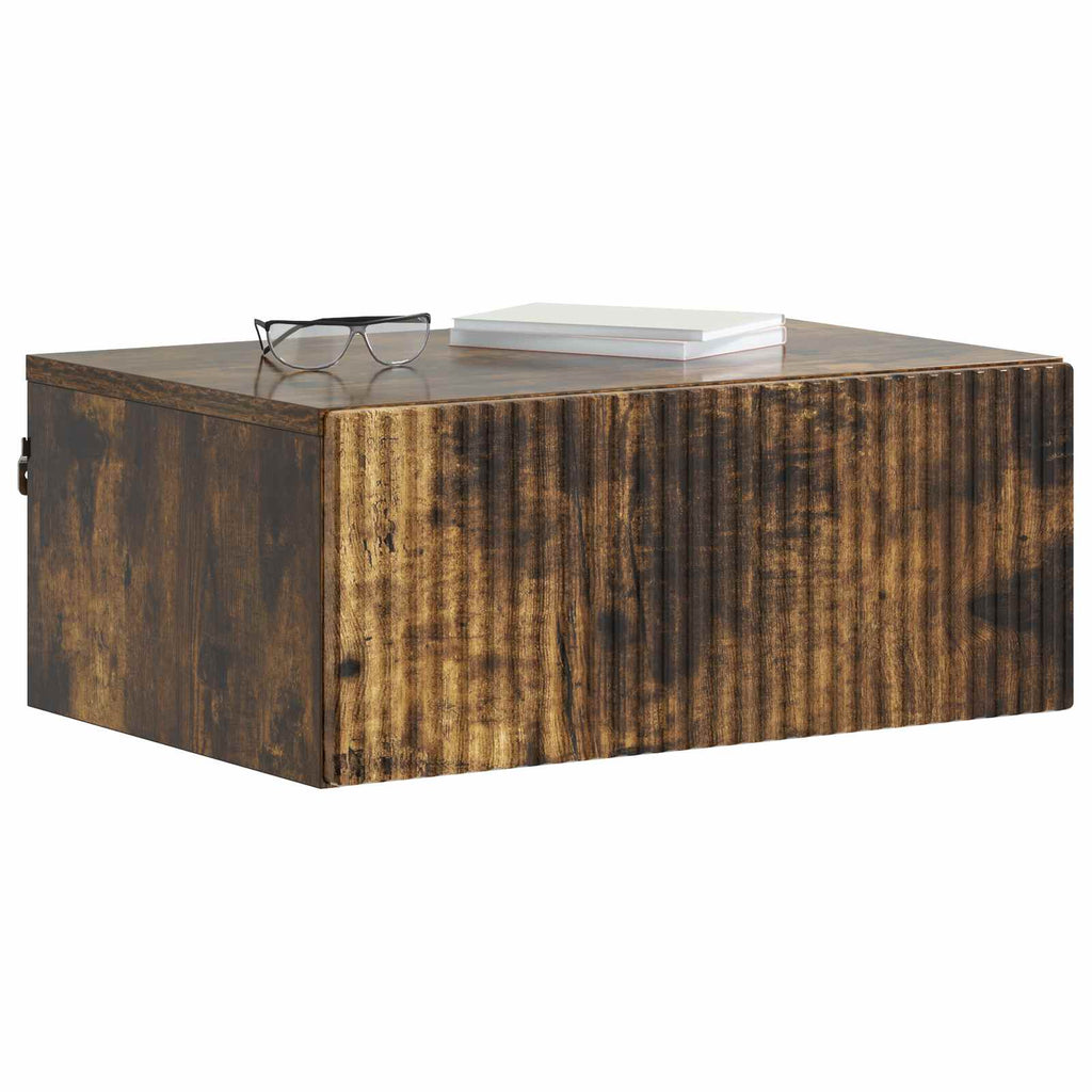 Wandmontierter Nachttisch 2 pcs Geräucherte Eiche Holzwerkstoff