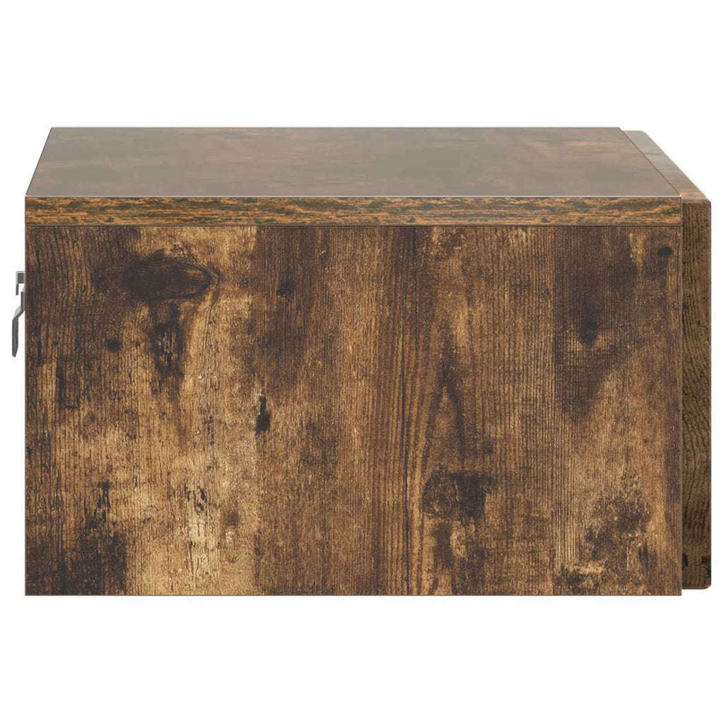 Wandmontierter Nachttisch 2 pcs Geräucherte Eiche Holzwerkstoff