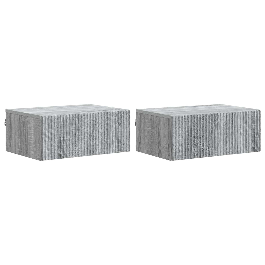 Wandmontierter Nachttisch 2 pcs Graues Sonoma 49 x 34,5 x 20 cm