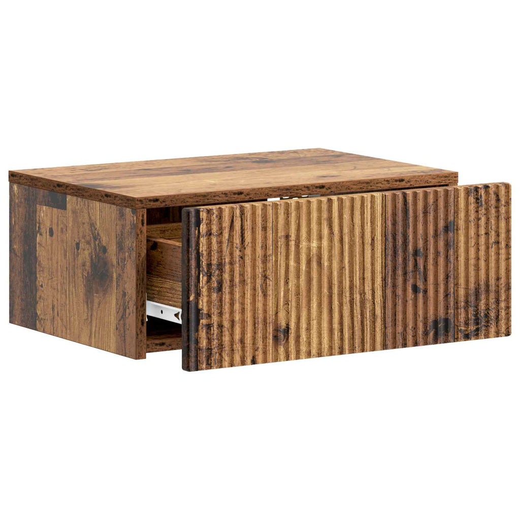 Wandmontierter Nachttisch Altholz 49 x 34,5 x 20 cm