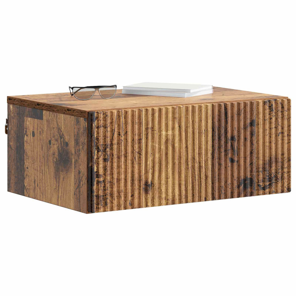 Wandmontierter Nachttisch Altholz 49 x 34,5 x 20 cm