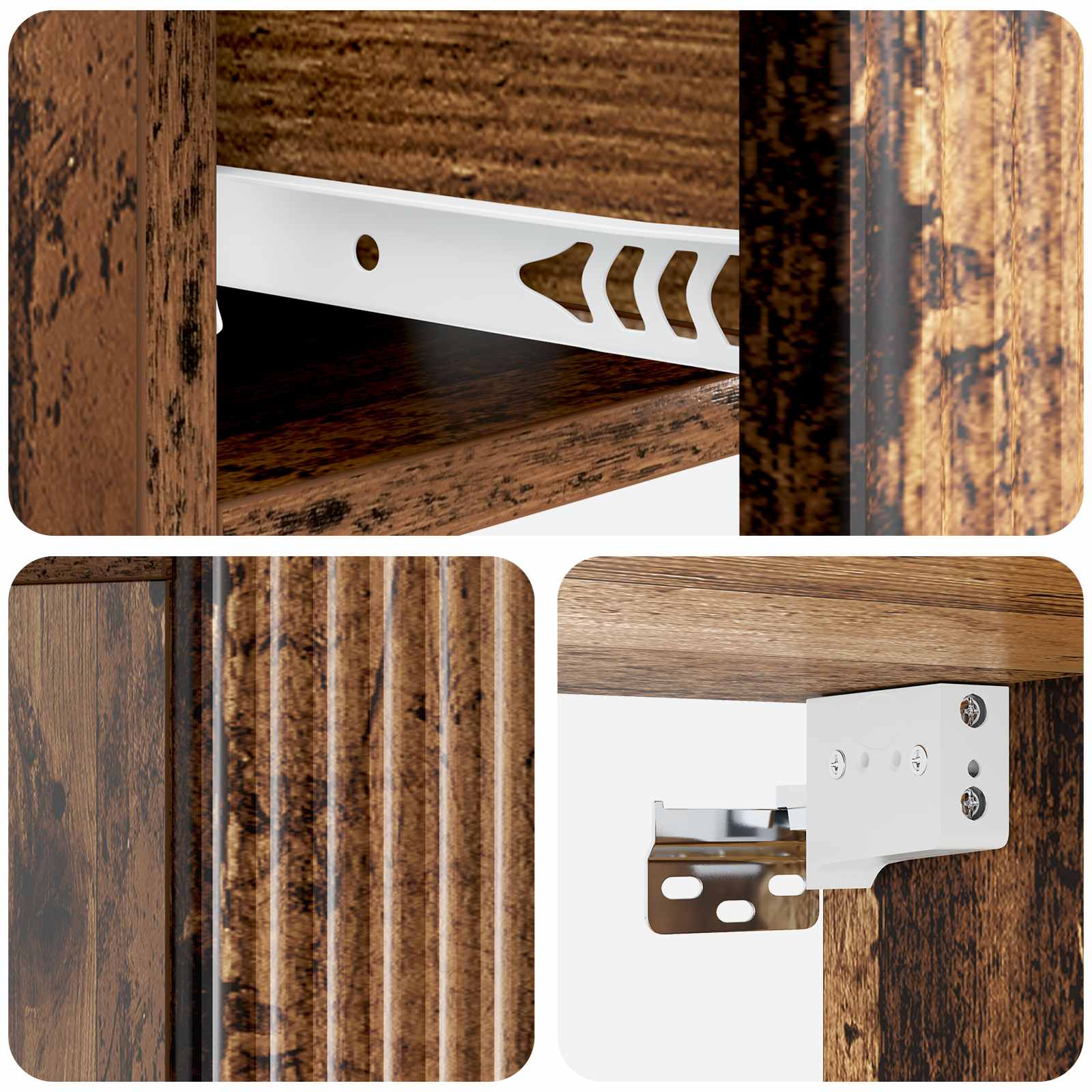 Wandmontierter Nachttisch 2 pcs Altholz 49 x 34,5 x 20 cm