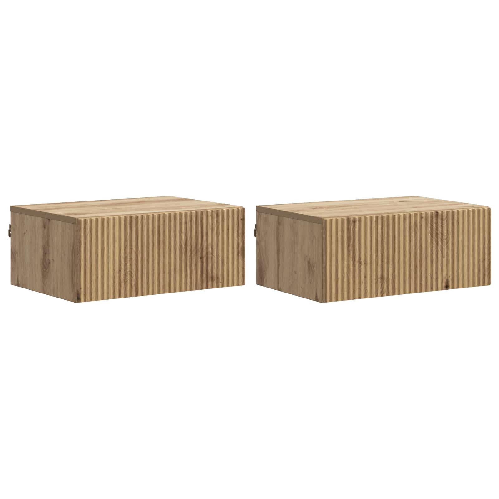 Wandmontierter Nachttisch 2 pcs Artisan-Eiche 49 x 34,5 x 20 cm
