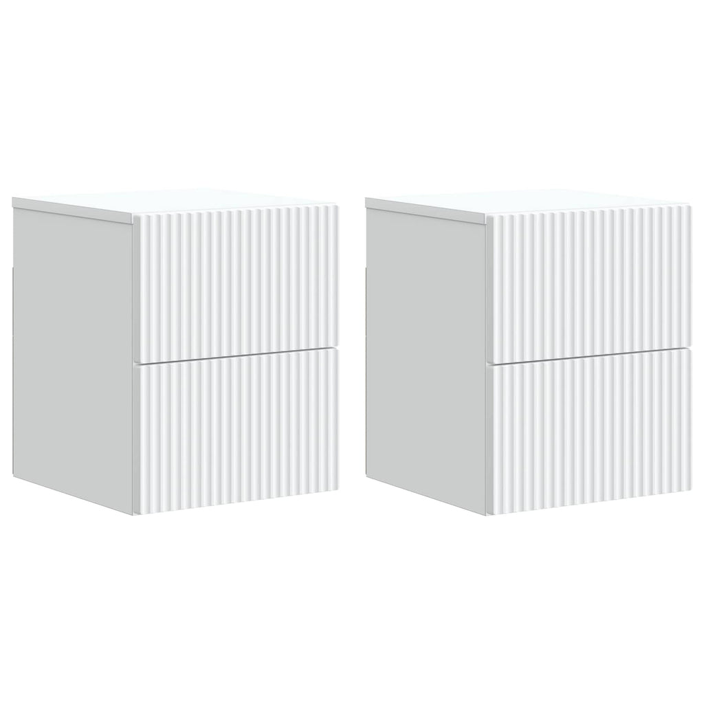 Wandmontierter Nachttisch 2 pcs Weiß 33 x 34,5 x 40 cm