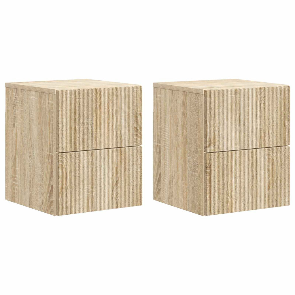Wandmontierter Nachttisch 2 pcs Sonoma-Eiche 33 x 34,5 x 40 cm