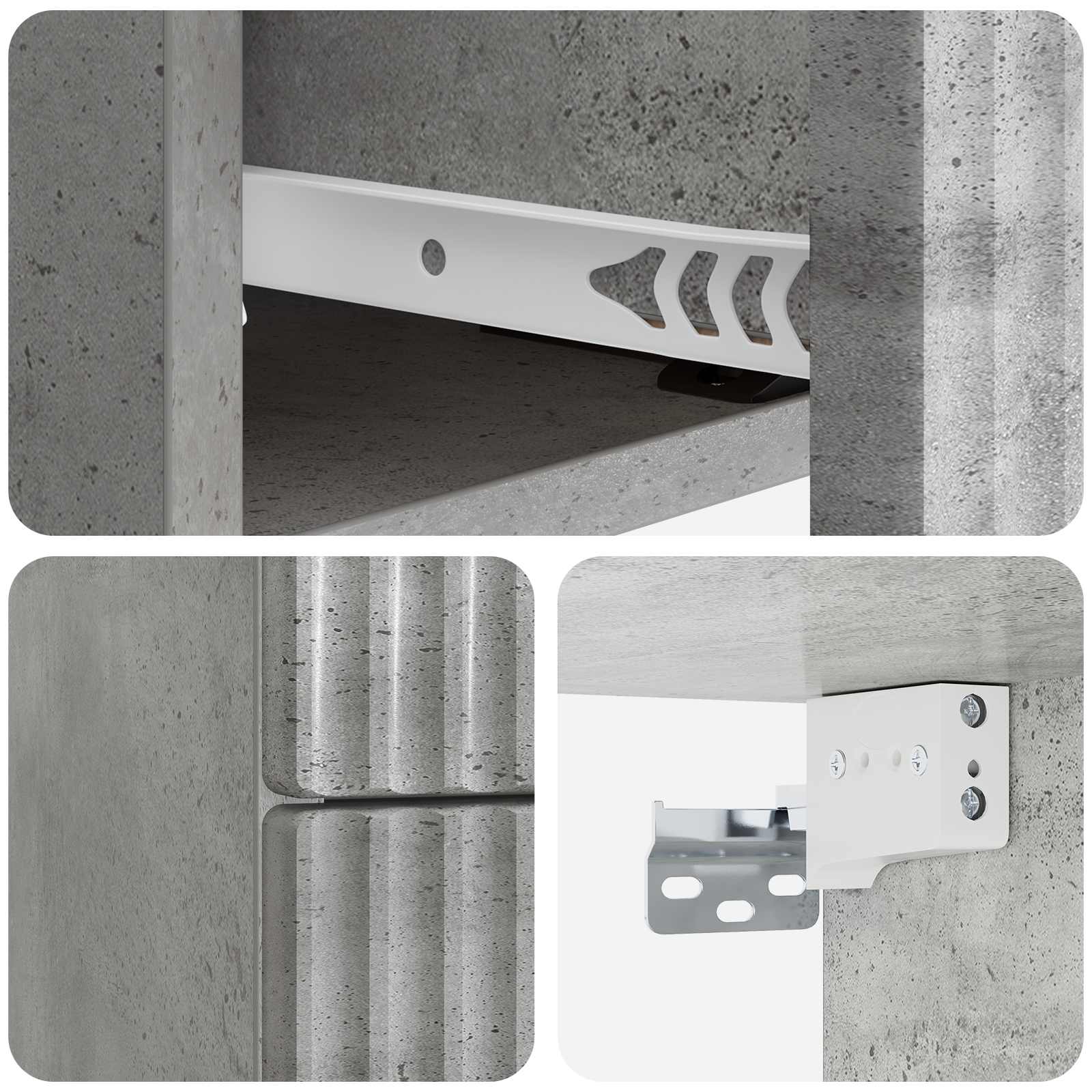 Wandmontierter Nachttisch Betongrau 33 x 34,5 x 40 cm